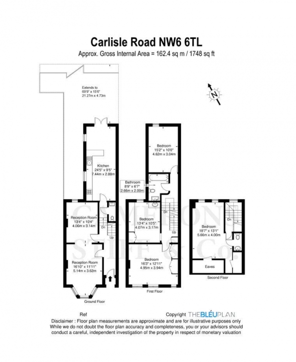 Floor Plan Image for 4 Bedroom Terraced House for Sale in Carlisle Road, London NW6