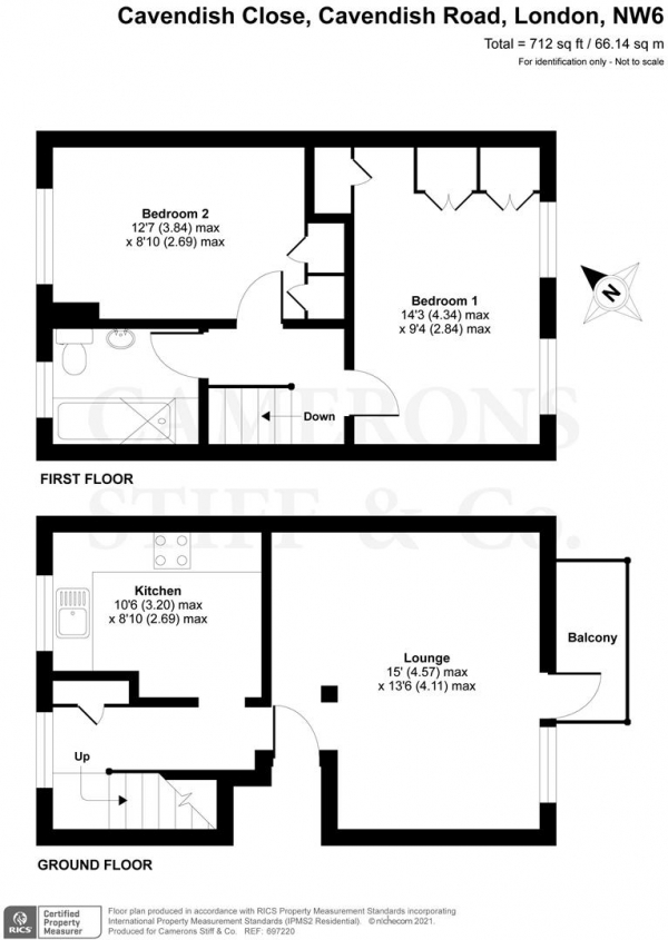 Floor Plan Image for 2 Bedroom Apartment for Sale in Cavendish Close, London NW6