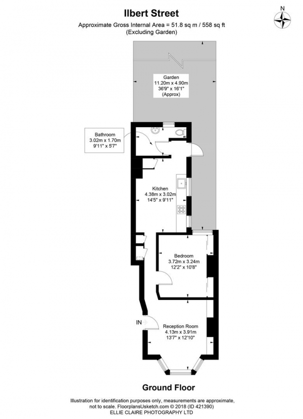 Floor Plan Image for 1 Bedroom Flat for Sale in Ilbert Street, London W10