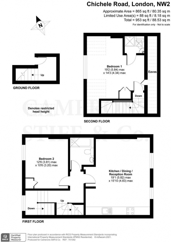 Floor Plan Image for 2 Bedroom Flat for Sale in Chichele Road, London NW2