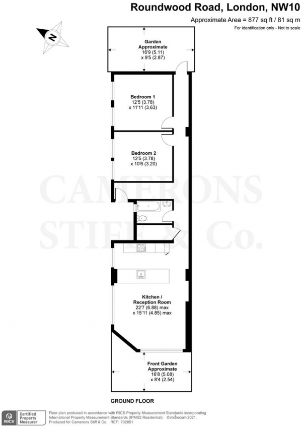 Floor Plan Image for 2 Bedroom Flat for Sale in Roundwood Road, London NW10