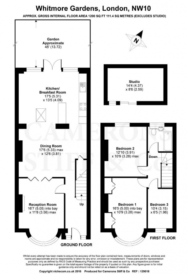 Floor Plan Image for 3 Bedroom Terraced House for Sale in Whitmore Gardens NW10