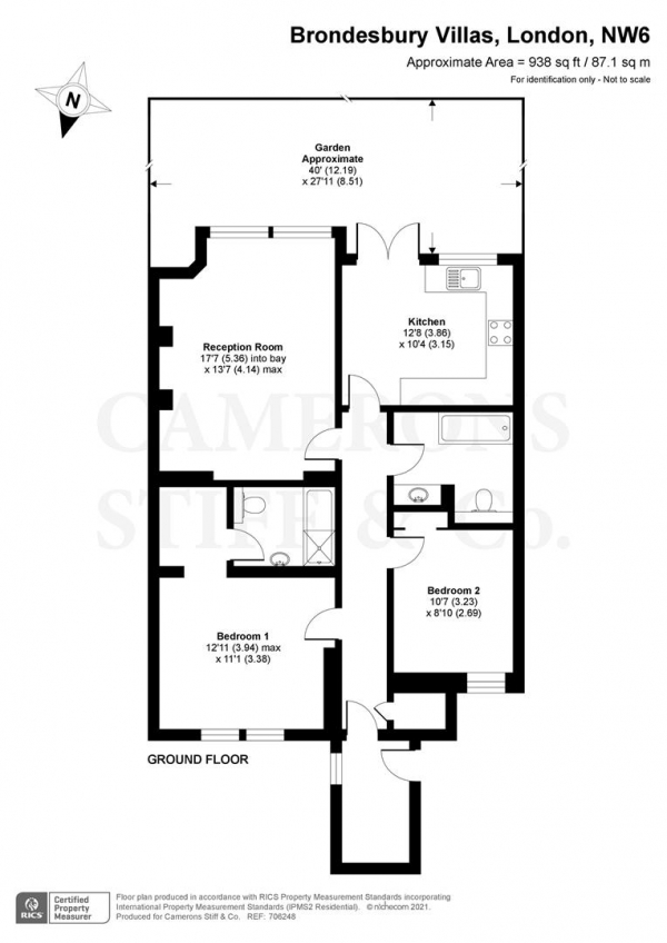 Floor Plan Image for 2 Bedroom Flat for Sale in Brondesbury Villas, London NW6