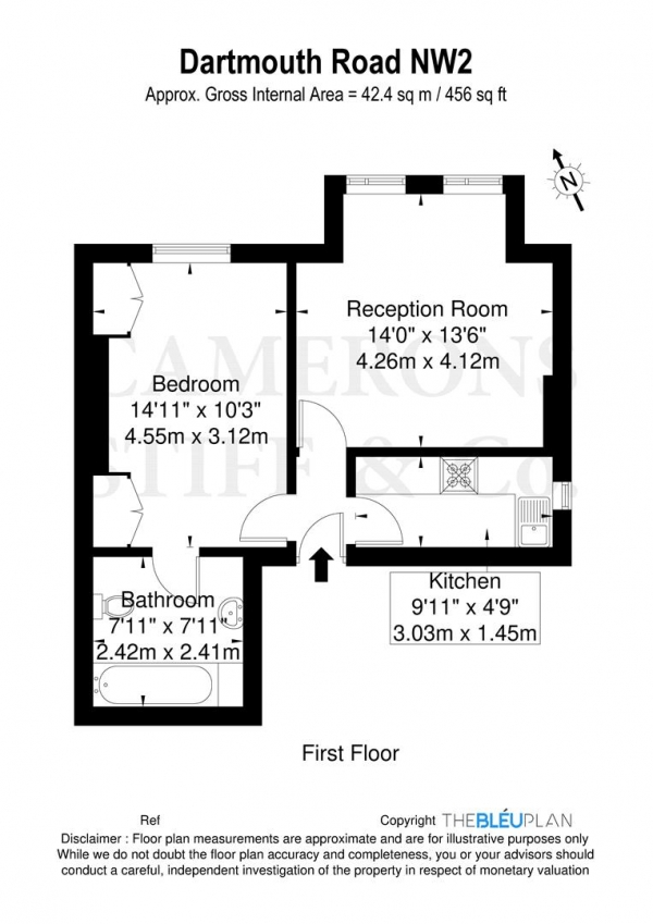 Floor Plan Image for 1 Bedroom Flat for Sale in Dartmouth Road, London NW2