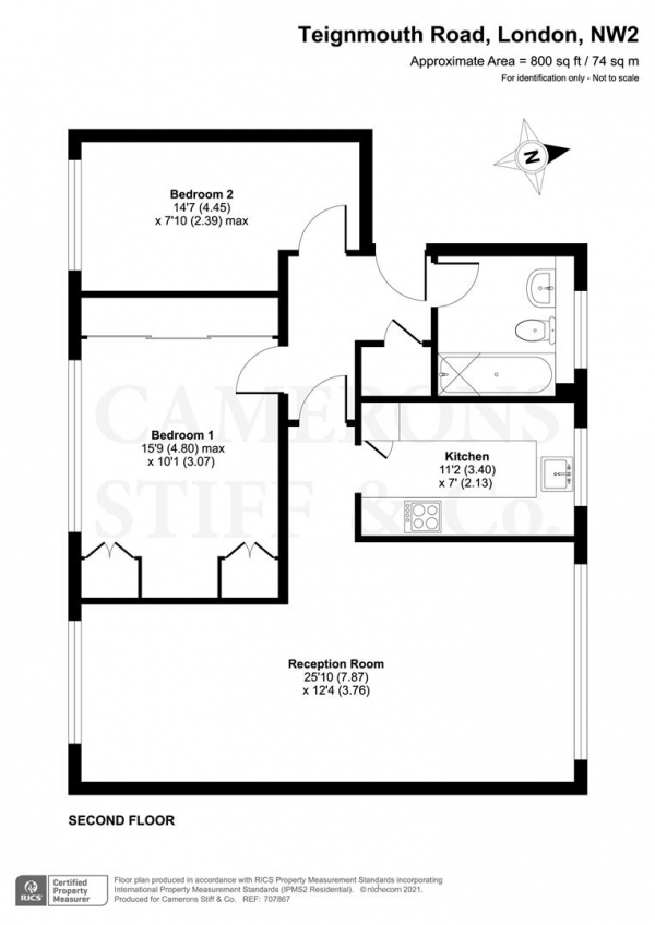 Floor Plan Image for 2 Bedroom Flat for Sale in Teignmouth Lodge, London NW2