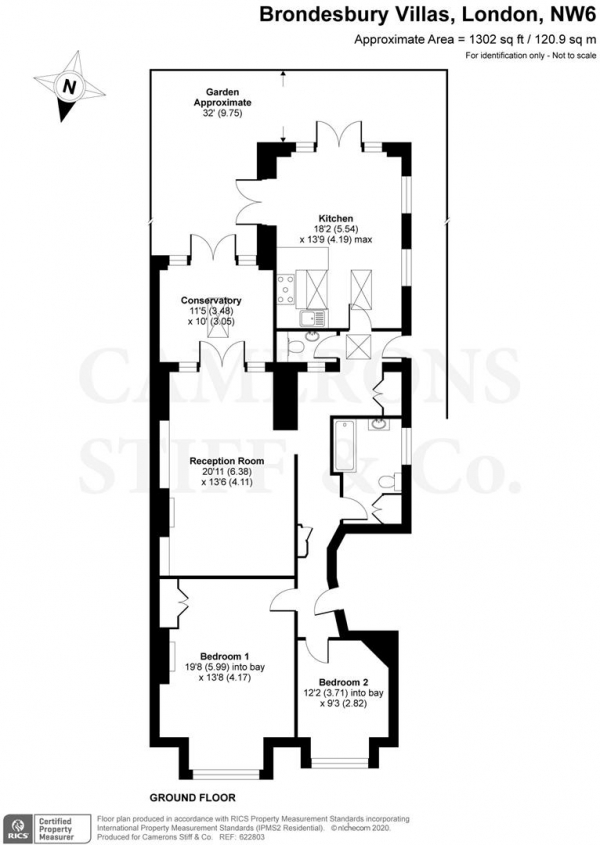 Floor Plan Image for 2 Bedroom Flat for Sale in Brondesbury Villas, London NW6