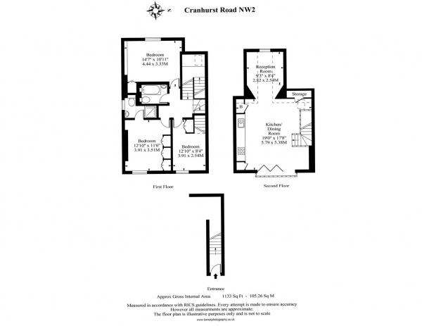 Floor Plan Image for 3 Bedroom Duplex for Sale in Cranhurst Road, London NW2