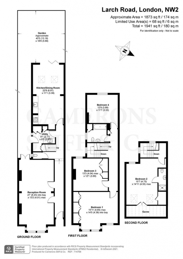 Floor Plan Image for 4 Bedroom Terraced House for Sale in Larch Road, Cricklewood NW2