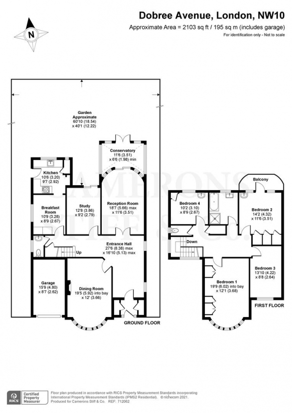 Floor Plan Image for 4 Bedroom Detached House for Sale in Dobree Avenue, London NW10