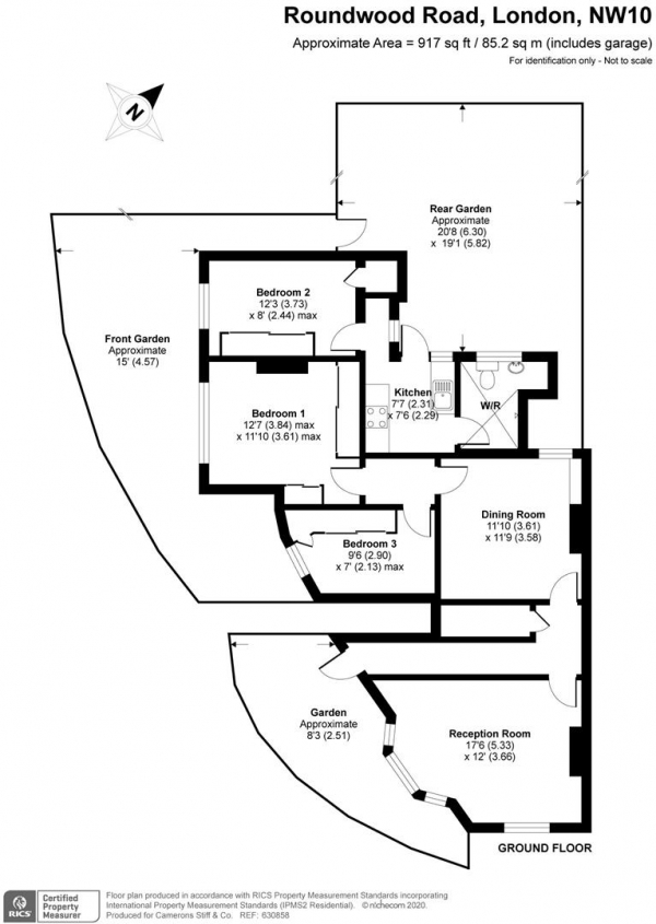 Floor Plan Image for 3 Bedroom Flat for Sale in Roundwood Road, London