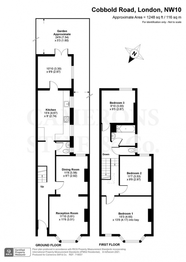 Floor Plan Image for 3 Bedroom Terraced House for Sale in Cobbold Road, London NW10