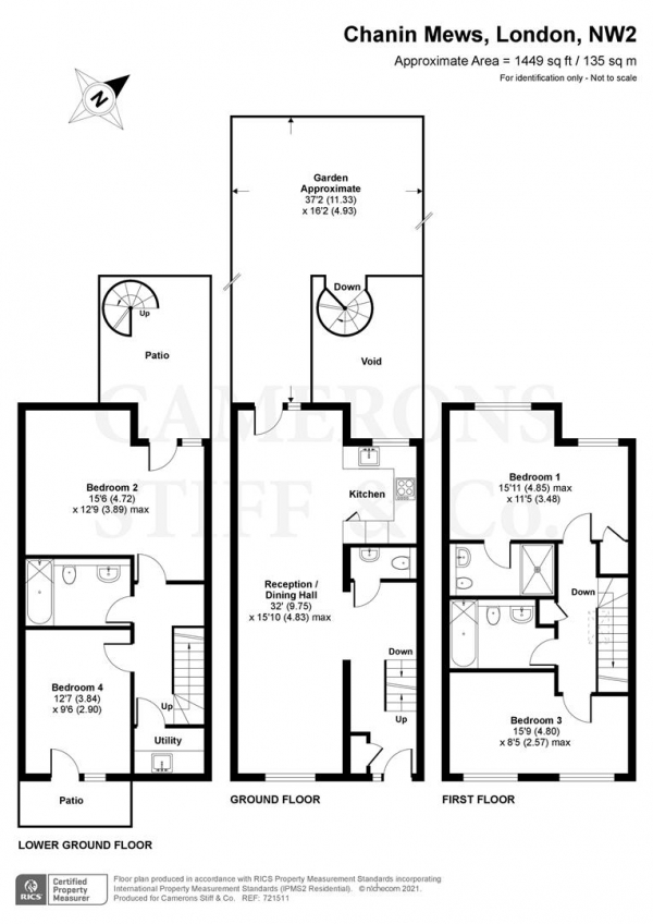 Floor Plan Image for 4 Bedroom Property for Sale in Chanin Mews, London NW2