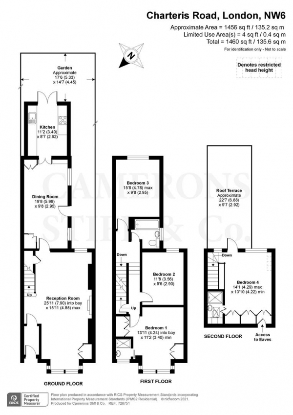 Floor Plan for 4 Bedroom Terraced House for Sale in Charteris Road, London NW6, NW6, 7EX -  &pound1,500,000