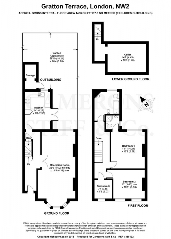 Floor Plan Image for 3 Bedroom Terraced House for Sale in Gratton Terrace, Cricklewood