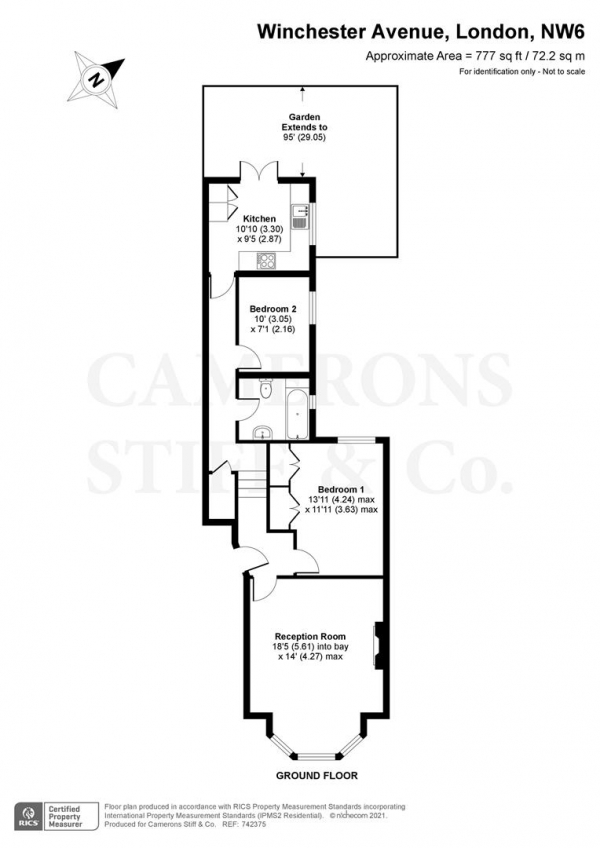 Floor Plan Image for 2 Bedroom Flat for Sale in Winchester Avenue, London