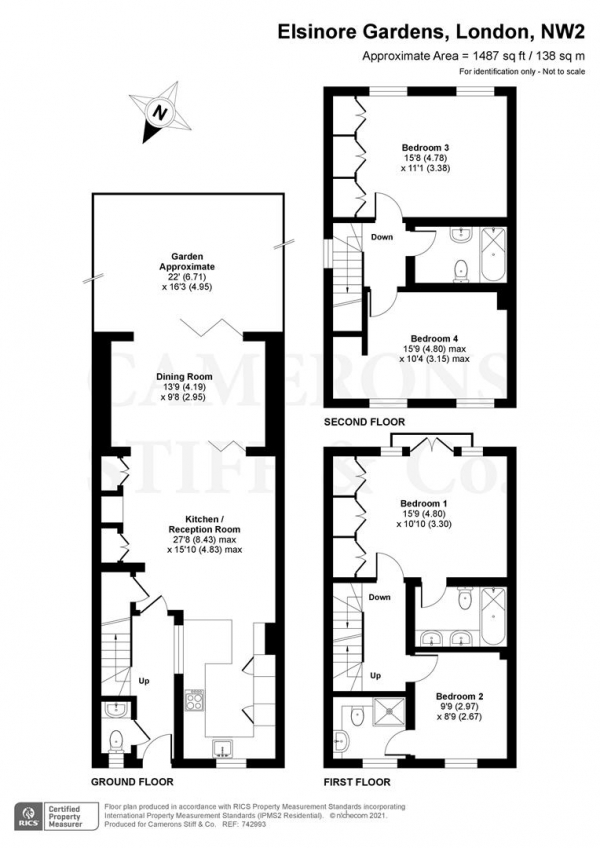 Floor Plan Image for 4 Bedroom Terraced House for Sale in Elsinore Gardens, London NW2