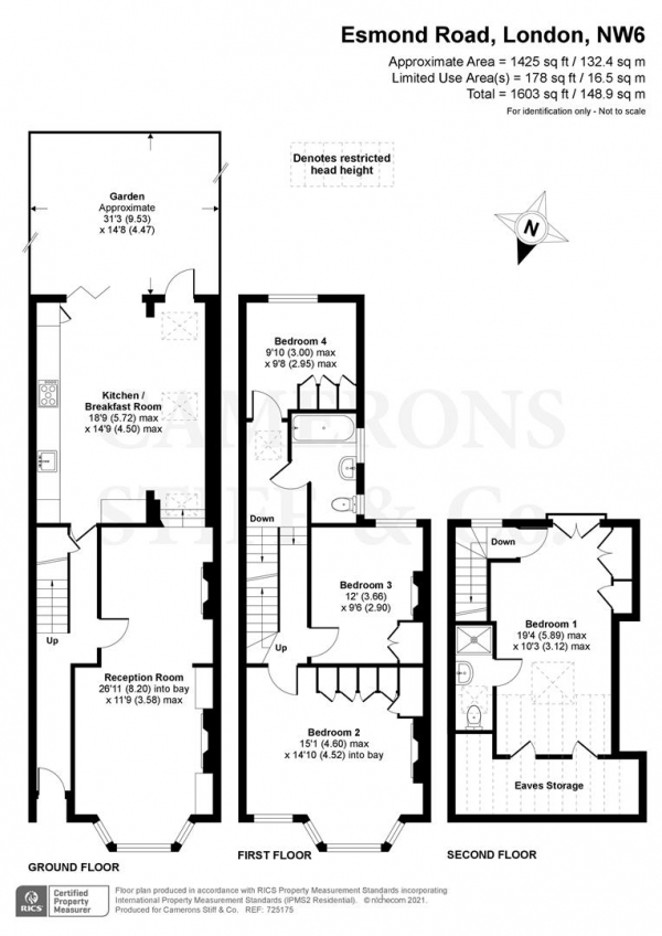 Floor Plan Image for 4 Bedroom Terraced House for Sale in Esmond Road, London