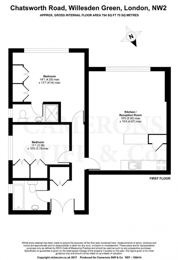 Floor Plan Image for 2 Bedroom Apartment for Sale in Chatsworth Road, Willesden Green NW2