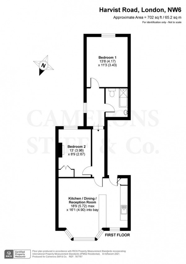 Floor Plan Image for 2 Bedroom Flat for Sale in Harvist Road, London