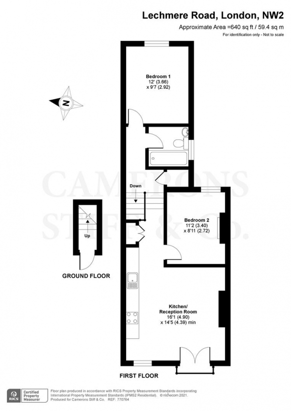 Floor Plan Image for 2 Bedroom Flat for Sale in Lechmere Road, London