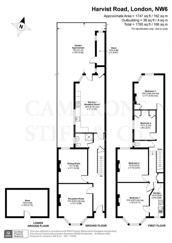 Floor Plan for 4 Bedroom End of Terrace House for Sale in Harvist Road, London, NW6, 6SH -  &pound1,850,000