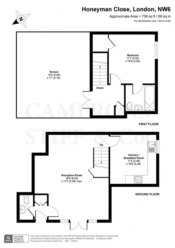 Floor Plan Image for 1 Bedroom Maisonette for Sale in Honeyman Close, London