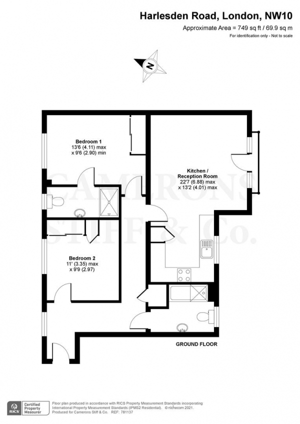 Floor Plan Image for 2 Bedroom Flat for Sale in Blackheath House, Harlesden Road