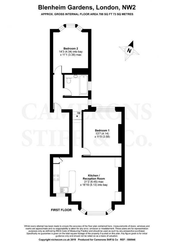 Floor Plan Image for 2 Bedroom Flat for Sale in Blenheim Gardens, London