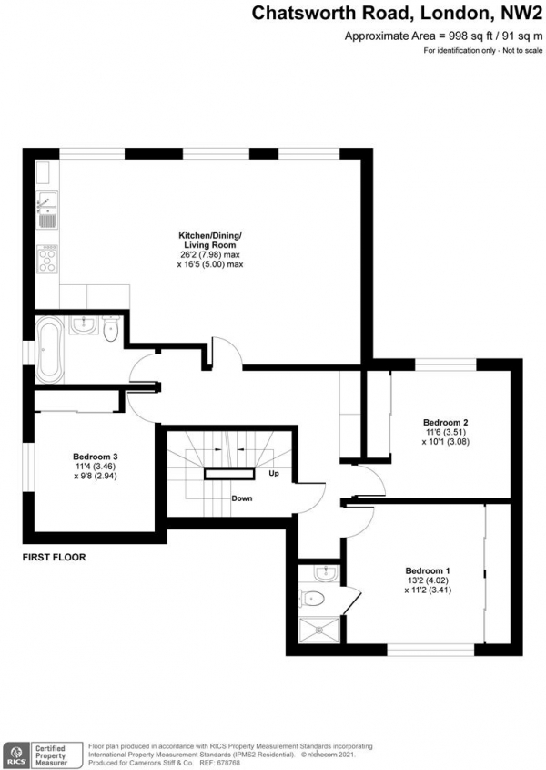 Floor Plan Image for 3 Bedroom Flat for Sale in Chatsworth Road, London