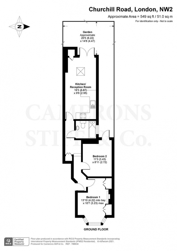 Floor Plan Image for 2 Bedroom Flat for Sale in Churchill Road, London