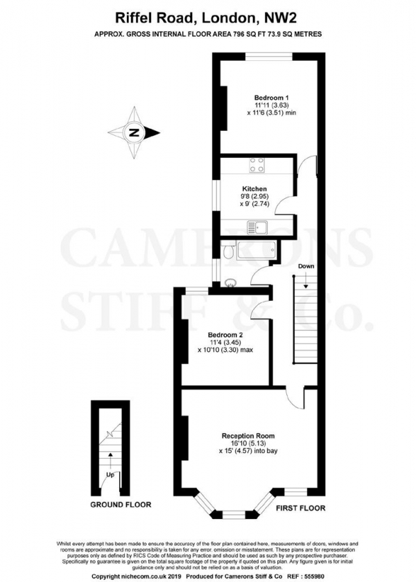 Floor Plan Image for 2 Bedroom Flat to Rent in Riffel Road, London