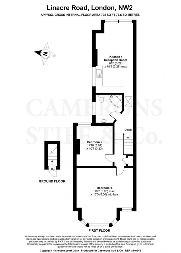 Floor Plan Image for 2 Bedroom Flat to Rent in Linacre Road, Willesden Green