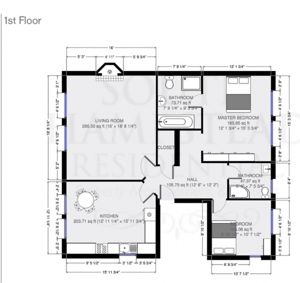 Floor Plan Image for 2 Bedroom Flat to Rent in Aberdare Gardens, South Hampstead, London