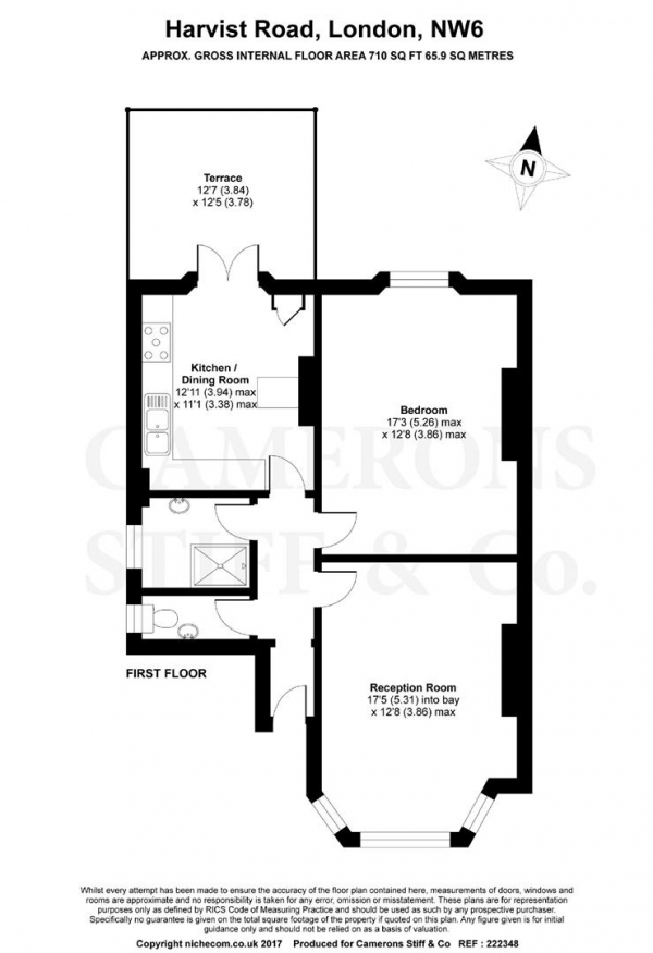 Floor Plan Image for 1 Bedroom Apartment to Rent in Harvist Road, Queens Park