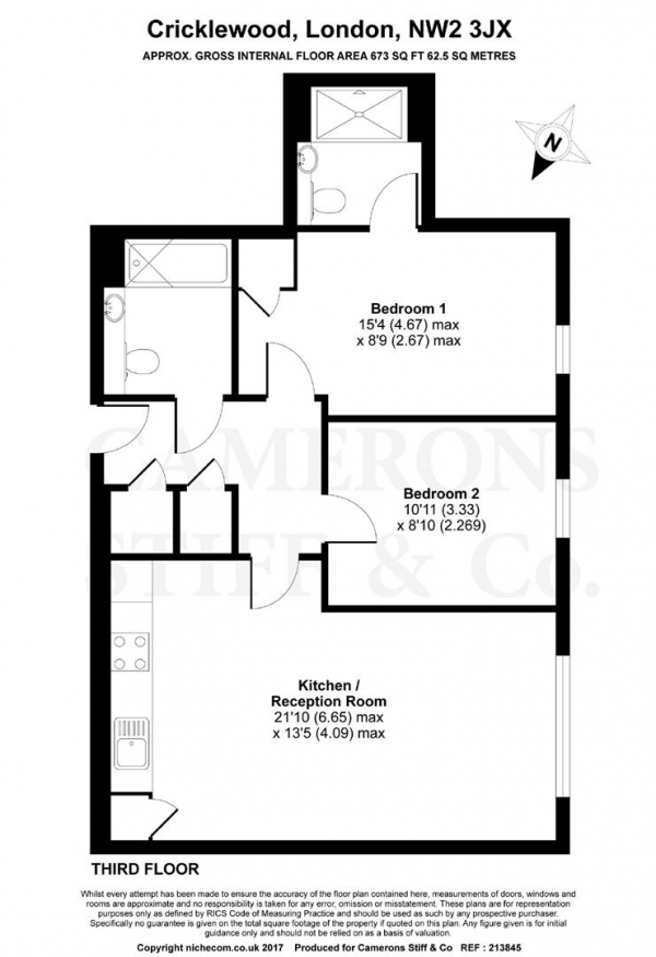 Floor Plan Image for 2 Bedroom Apartment to Rent in Cricklewood Broadway, Cricklewood