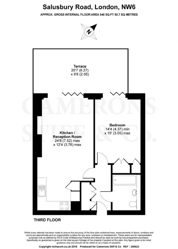 Floor Plan Image for 1 Bedroom Apartment to Rent in Salusbury Road, Queens Park