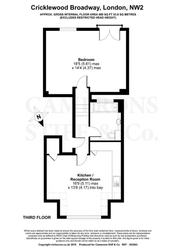 Floor Plan Image for 1 Bedroom Apartment to Rent in Cricklewood Broadway, Cricklewood