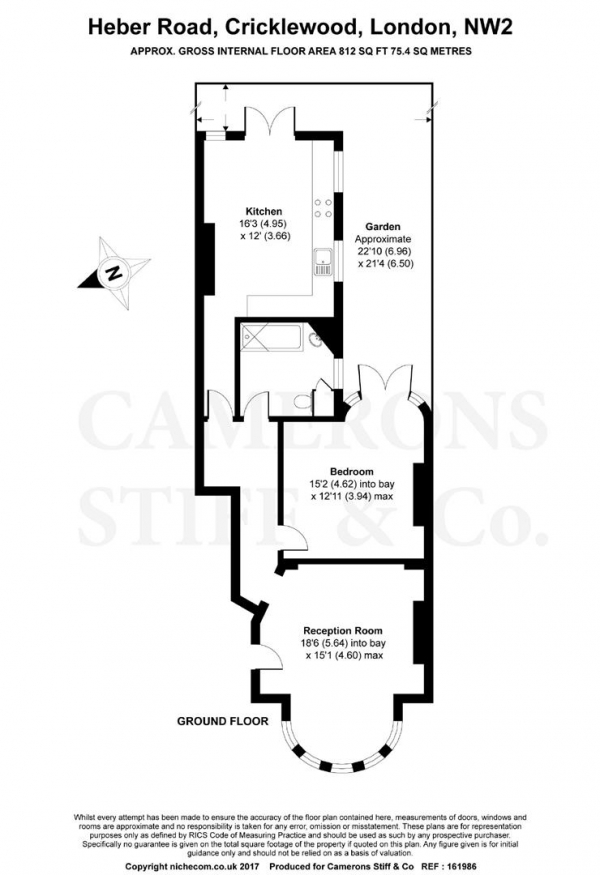 Floor Plan Image for 1 Bedroom Apartment to Rent in Heber Road, Cricklewood