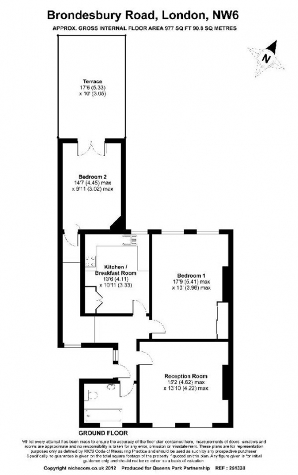 Floor Plan Image for 2 Bedroom Apartment to Rent in Brondesbury Road, Queens Park