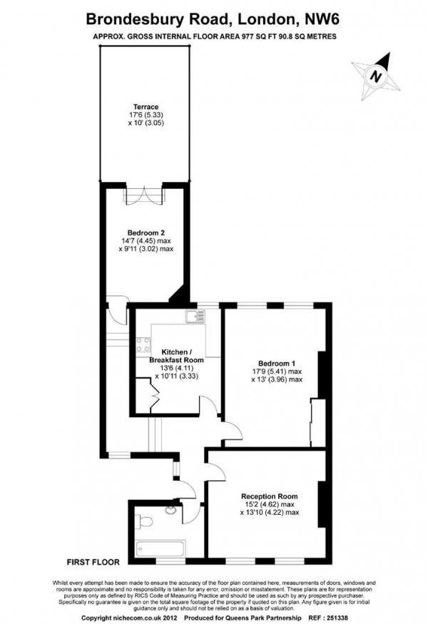 Floor Plan Image for 2 Bedroom Flat to Rent in Brondesbury Road, Queens Park