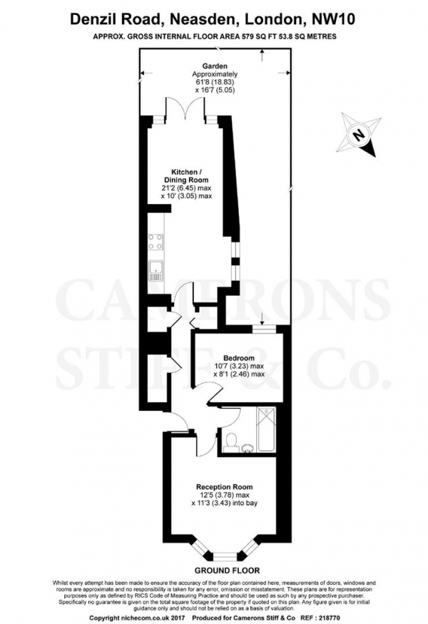 Floor Plan Image for 2 Bedroom Apartment to Rent in Denzil Road, Neasden