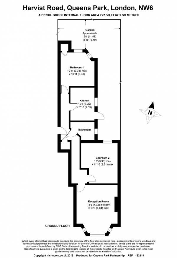 Floor Plan Image for 2 Bedroom Flat to Rent in Harvist Road, Queens Park