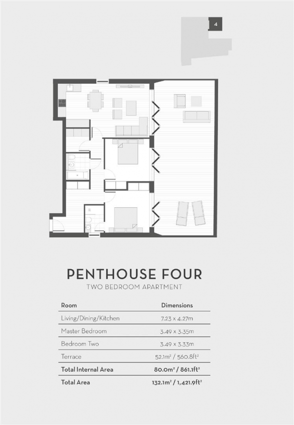 Floor Plan Image for 2 Bedroom Flat to Rent in Queens Park Penthouses, Salusbury Road, Queens Park