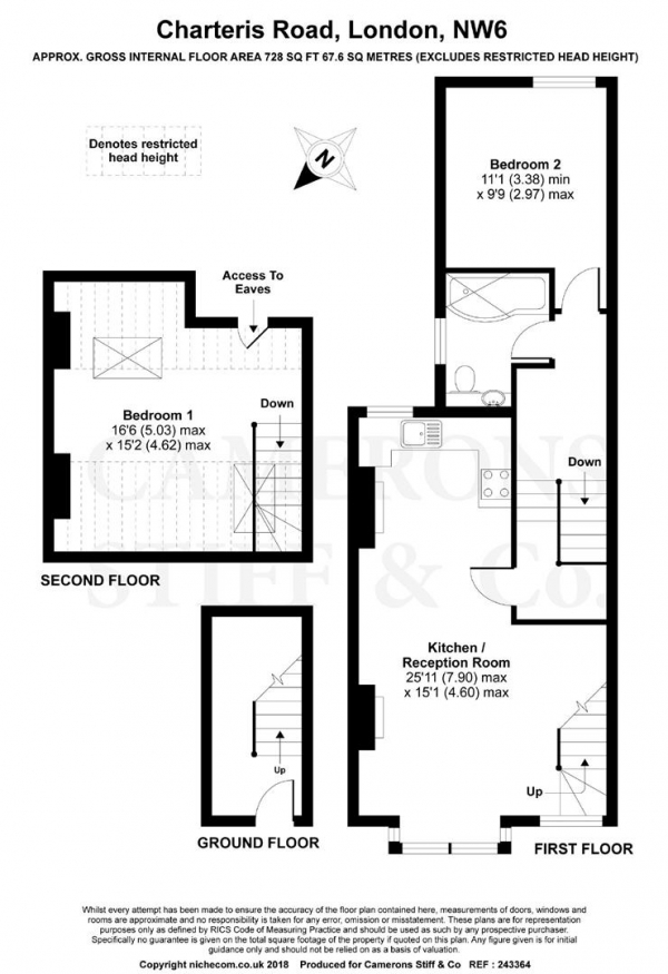 Floor Plan Image for 2 Bedroom Apartment to Rent in Charteris Road, Queens Park