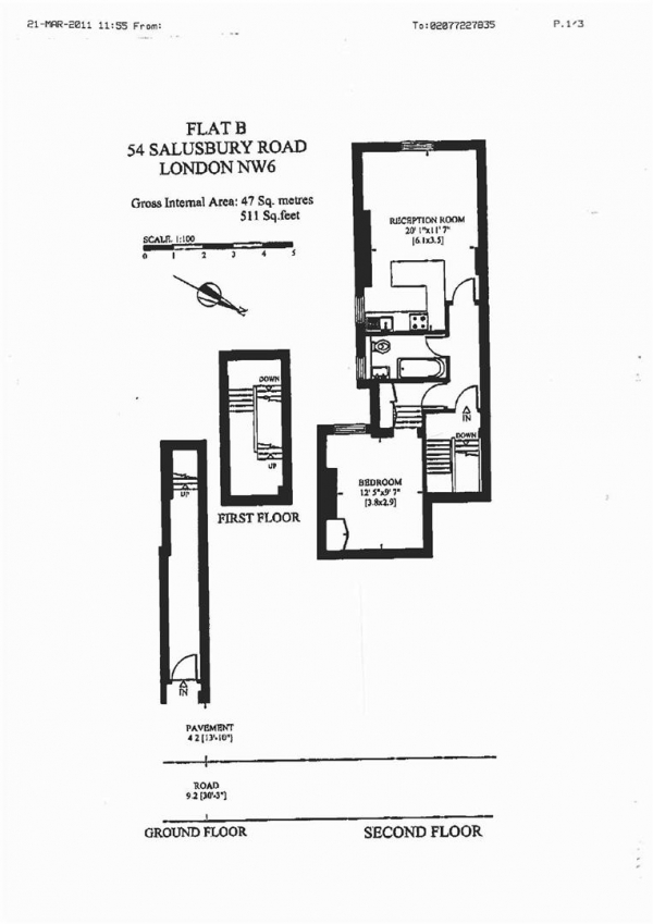 Floor Plan Image for 1 Bedroom Flat to Rent in Salusbury Road, London