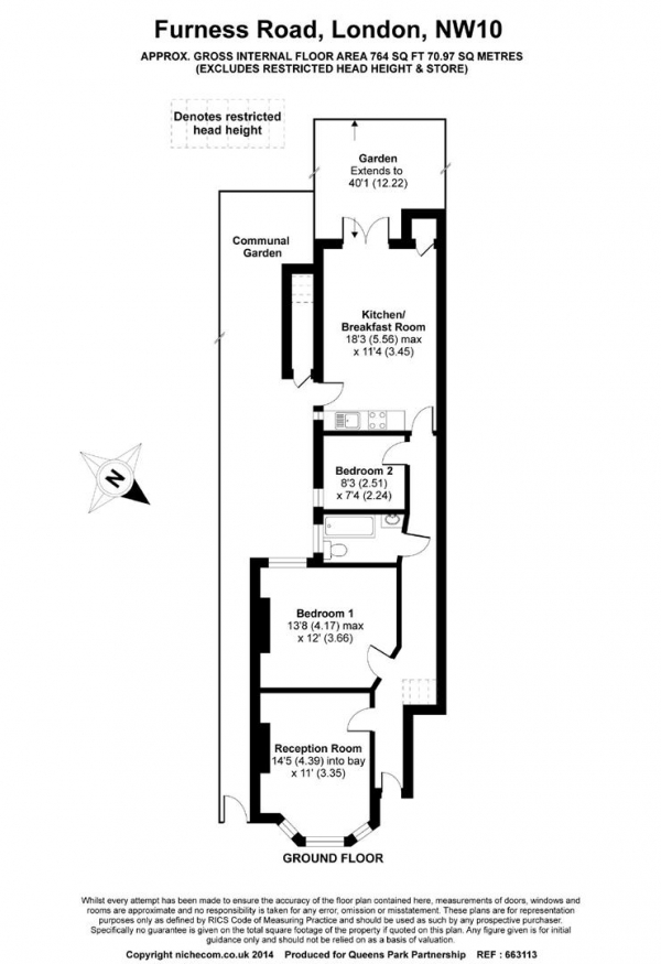 Floor Plan Image for 3 Bedroom Flat to Rent in Furness Road, Kensal Rise