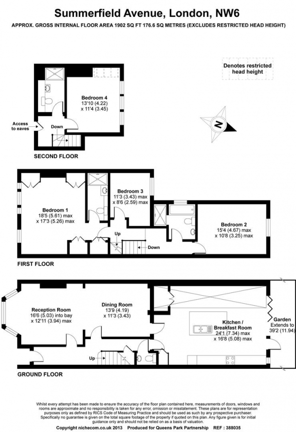 Floor Plan Image for 4 Bedroom Detached House to Rent in Summerfield Avenue, London, NW6 6JT