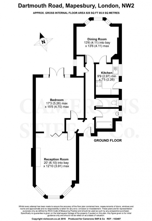 Floor Plan Image for 2 Bedroom Flat to Rent in Dartmouth Road, Mapesbury