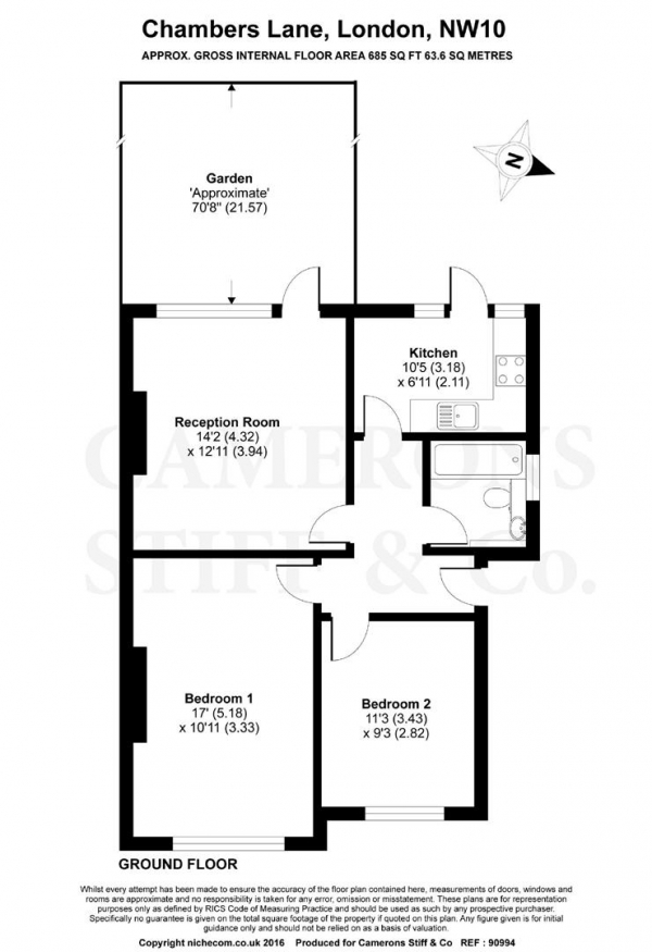 Floor Plan Image for 2 Bedroom Flat to Rent in Chambers Lane, Willesden Green