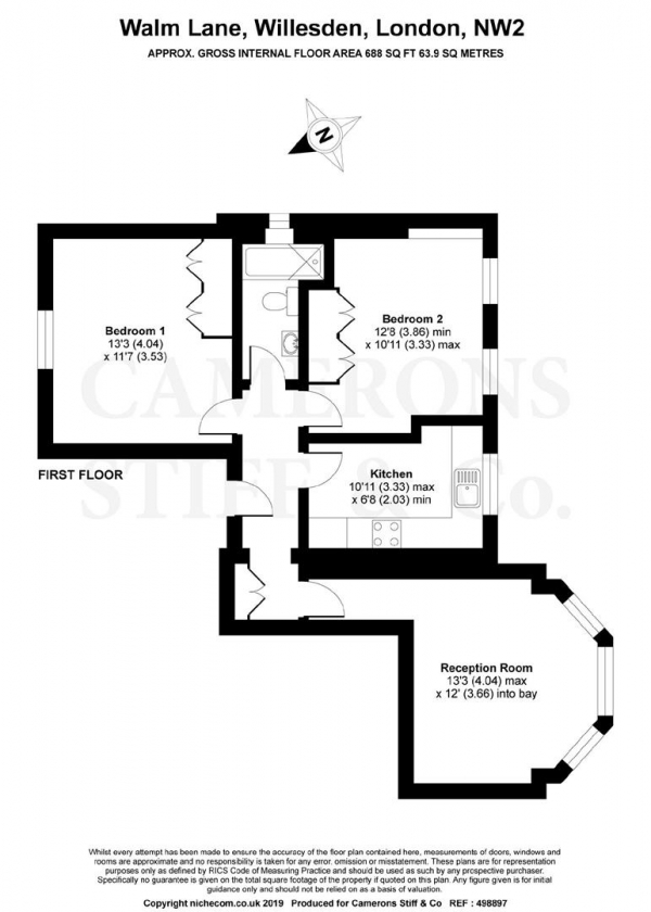 Floor Plan Image for 2 Bedroom Flat to Rent in Walm Lane, Mapesbury Estate, Willesden Green